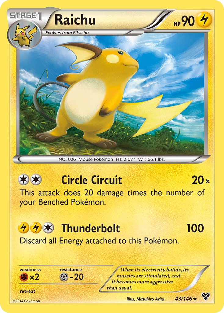 Raichu (43/146) (Battle Arena Deck Exclusive) (Theme Deck Exclusive) [XY: Base Set] | Clutch Gaming