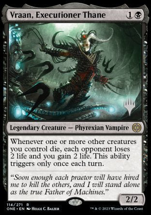 Vraan, Executioner Thane (Promo Pack) [Phyrexia: All Will Be One Promos] | Clutch Gaming