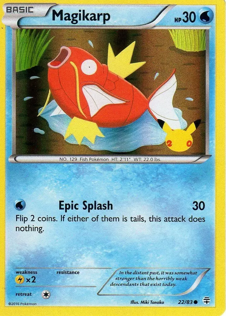 Magikarp (22/83) (20th Anniversary Stamp) [XY: Generations] | Clutch Gaming