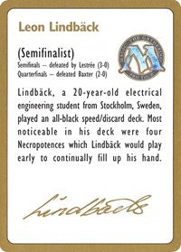 1996 Leon Lindback Biography Card [World Championship Decks] | Clutch Gaming