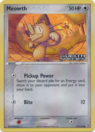 Meowth (77/113) (Stamped) [EX: Delta Species] | Clutch Gaming