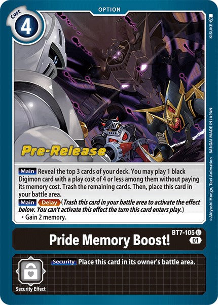 Pride Memory Boost! [BT7-105] [Next Adventure Pre-Release Cards] | Clutch Gaming