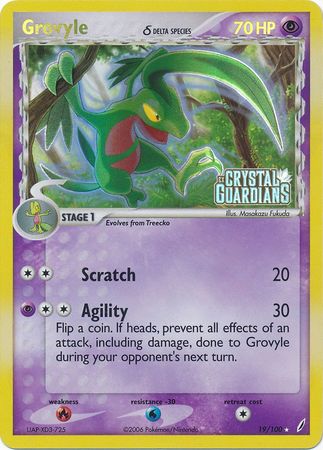 Grovyle (19/100) (Delta Species) (Stamped) [EX: Crystal Guardians] | Clutch Gaming