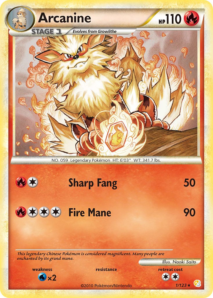 Arcanine (1/123) (Theme Deck Exclusive) [HeartGold & SoulSilver: Base Set] | Clutch Gaming