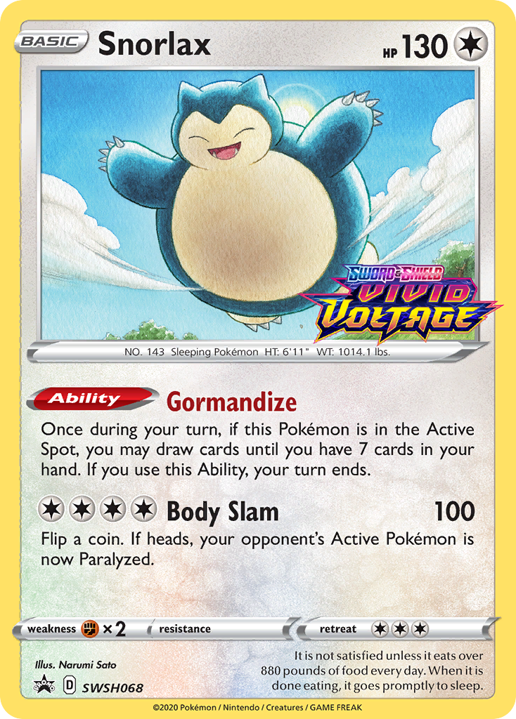 Snorlax (SWSH068) (Prerelease Promo) [Sword & Shield: Black Star Promos] | Clutch Gaming