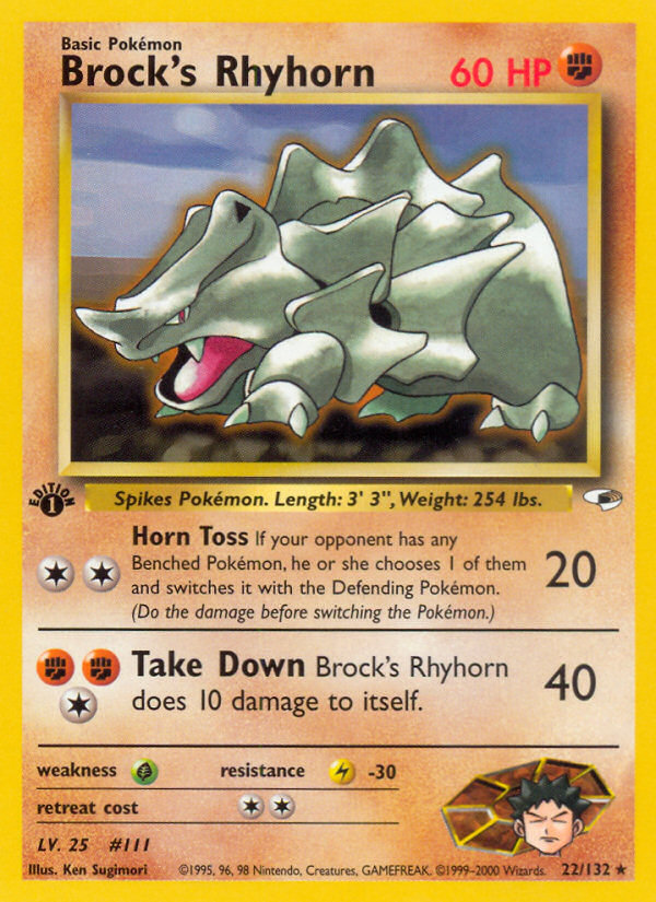 Brock's Rhyhorn (22/132) [Gym Heroes 1st Edition] | Clutch Gaming