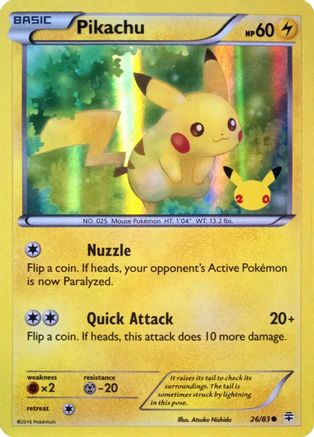 Pikachu (26/83) (20th Anniversary) [XY: Generations] | Clutch Gaming