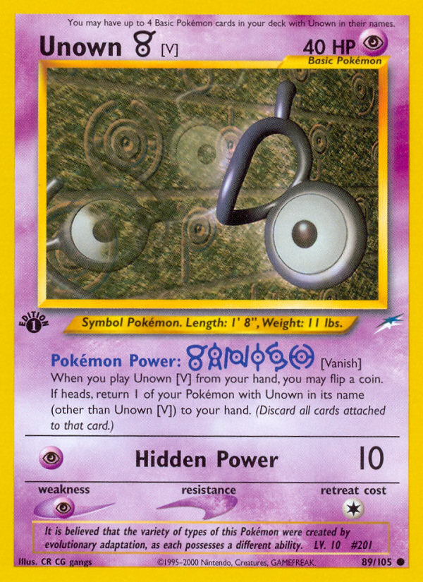 Unown [V] (89/105) [Neo Destiny 1st Edition] | Clutch Gaming