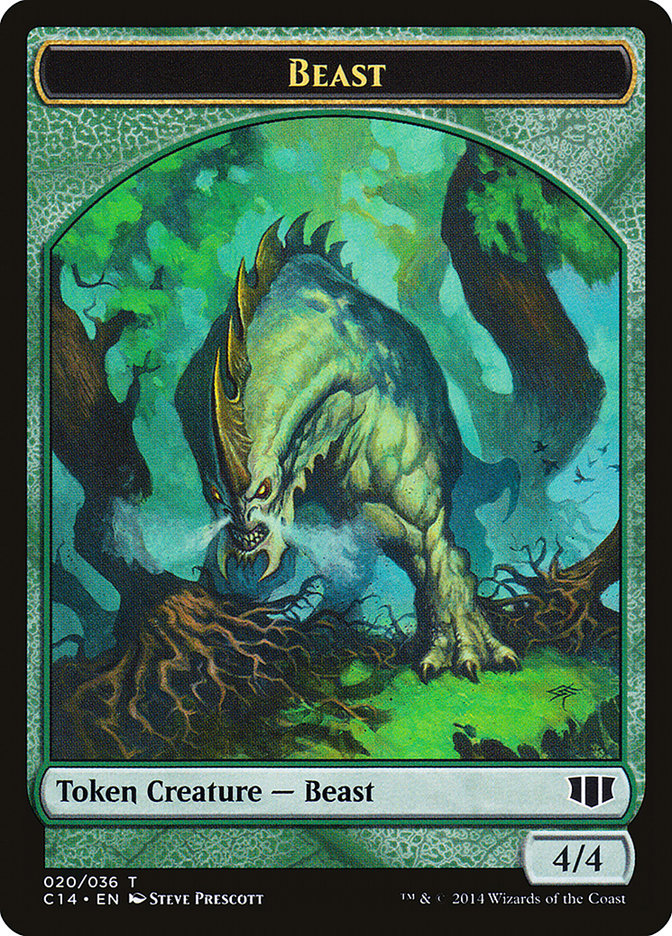 Elf Druid // Beast (020/036) Double-Sided Token [Commander 2014 Tokens] | Clutch Gaming