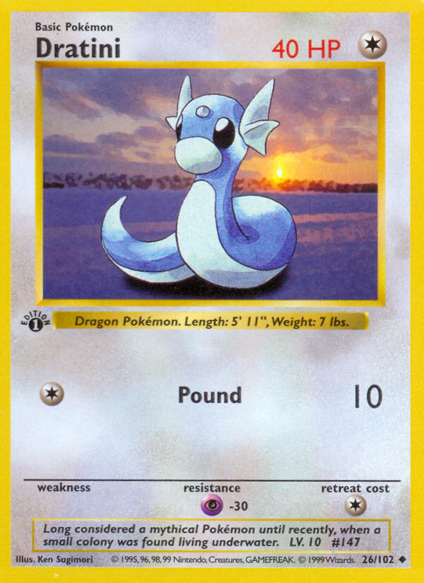 Dratini (26/102) (Shadowless) [Base Set 1st Edition] | Clutch Gaming