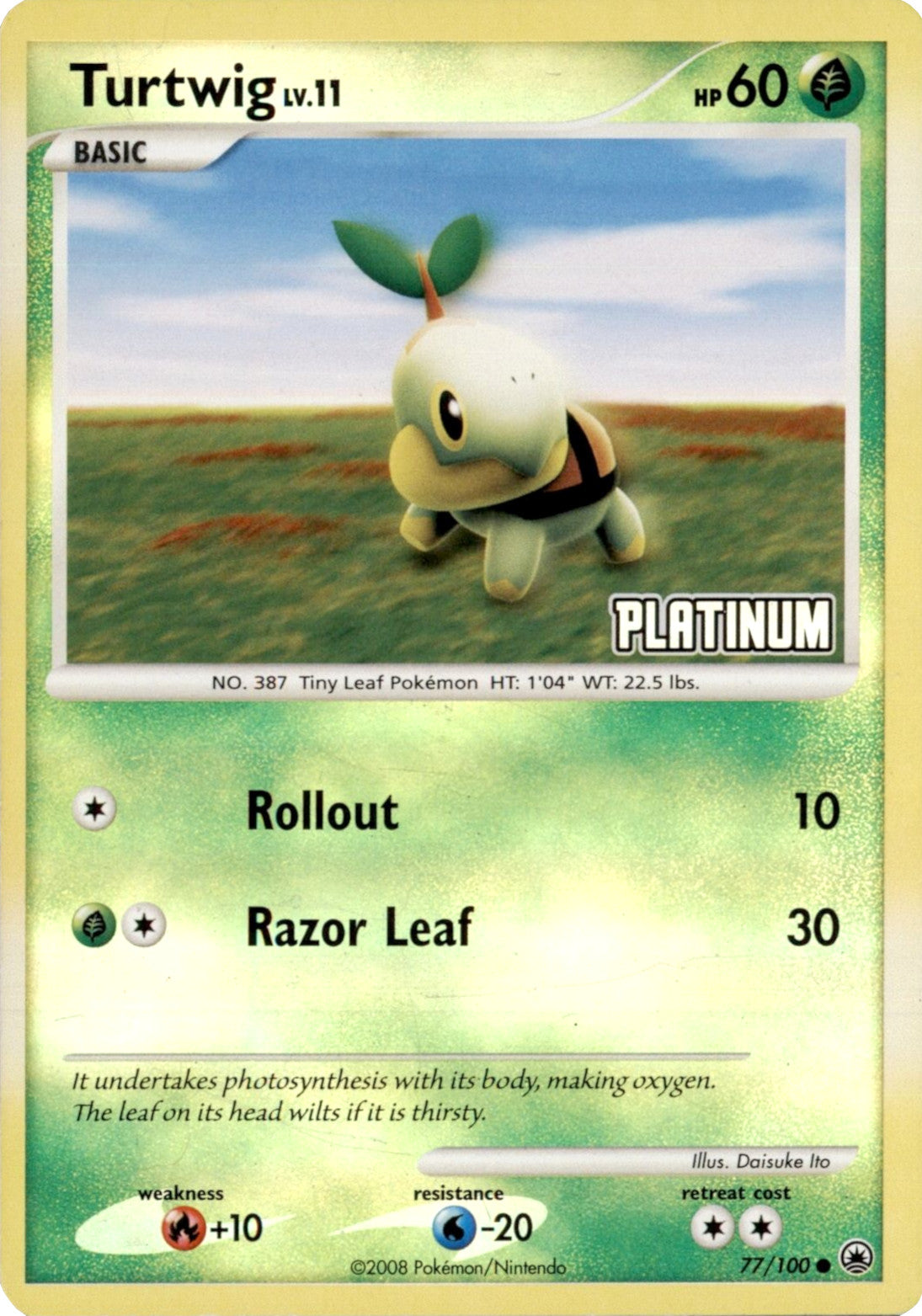 Turtwig LV.11 (77/100) (Platinum) [Burger King Promos: 2008 Collection] | Clutch Gaming