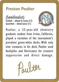 1996 Preston Poulter Biography Card [World Championship Decks] | Clutch Gaming