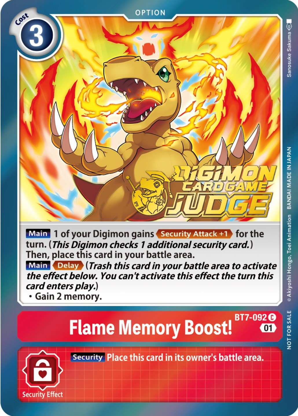 Flame Memory Boost! [BT7-092] (Judge Pack 3) [Next Adventure Promos] | Clutch Gaming