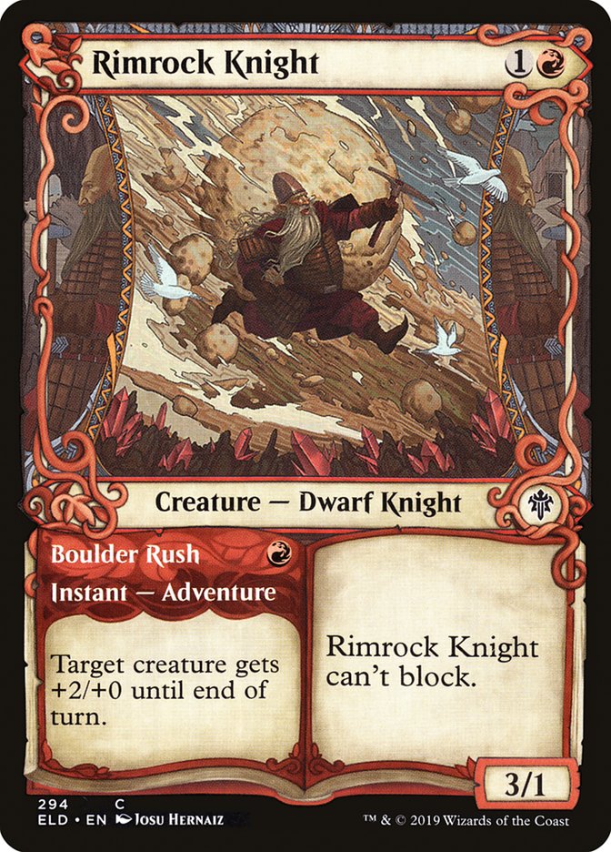 Rimrock Knight // Boulder Rush (Showcase) [Throne of Eldraine] | Clutch Gaming