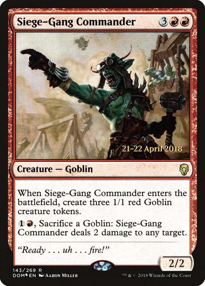 Siege-Gang Commander [Dominaria Prerelease Promos] | Clutch Gaming