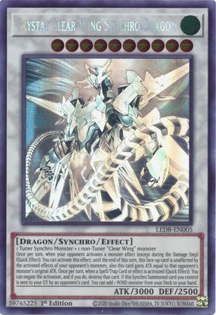 Crystal Clear Wing Synchro Dragon [LED8-EN005] Ghost Rare | Clutch Gaming