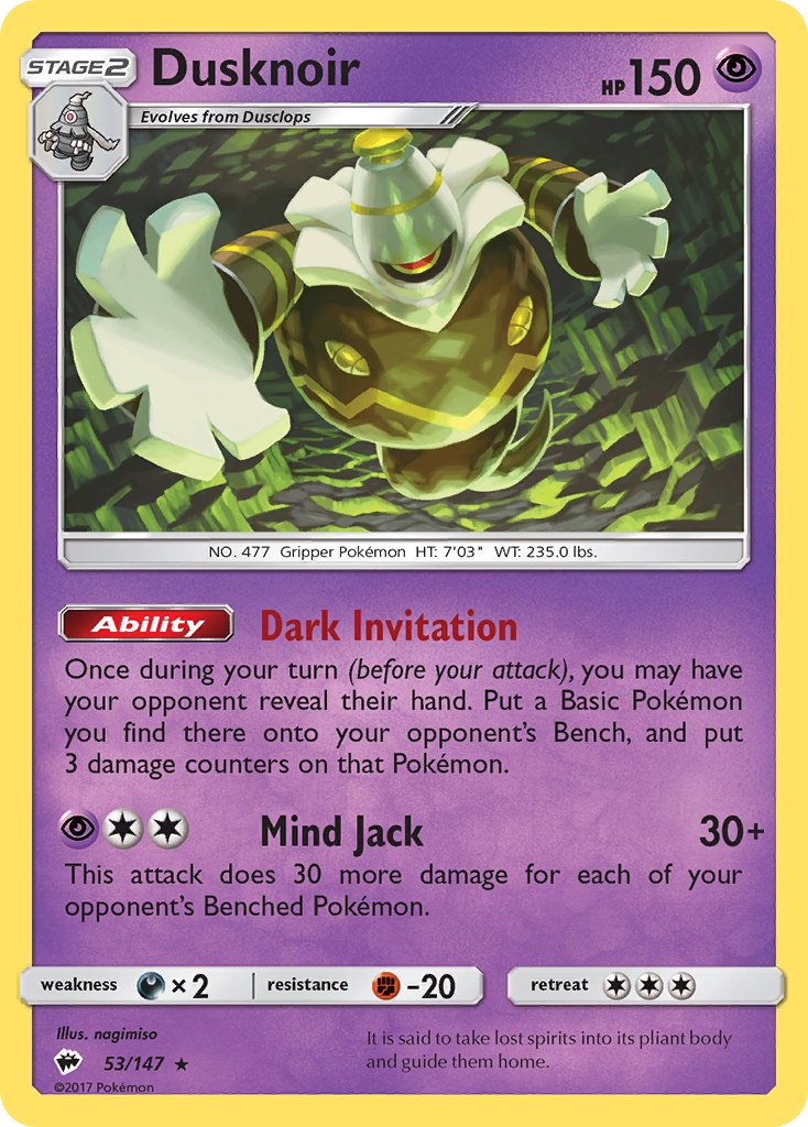 Dusknoir (53/147) (Theme Deck Exclusive) [Sun & Moon: Burning Shadows] | Clutch Gaming