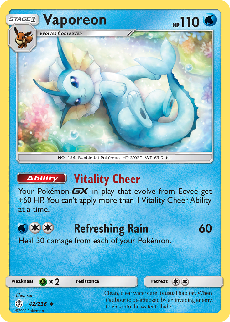 Vaporeon (42/236) [Sun & Moon: Cosmic Eclipse] | Clutch Gaming