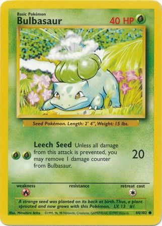 Bulbasaur (44/102) [Base Set Unlimited] | Clutch Gaming