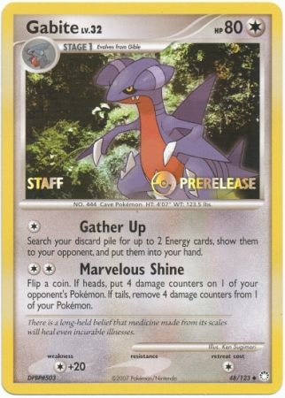 Gabite (48/123) (Staff Prerelease Promo) [Diamond & Pearl: Black Star Promos] | Clutch Gaming