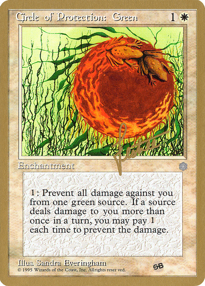 Circle of Protection: Green (Bertrand Lestree) (SB) (ICE) [Pro Tour Collector Set] | Clutch Gaming