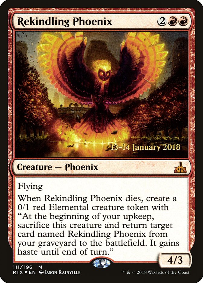 Rekindling Phoenix [Rivals of Ixalan Prerelease Promos] | Clutch Gaming