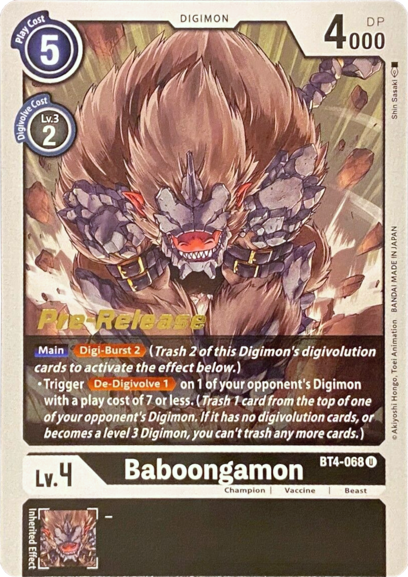 Baboongamon [BT4-068] [Great Legend Pre-Release Promos] | Clutch Gaming