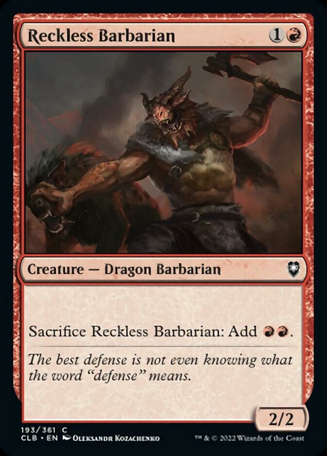 Reckless Barbarian [Commander Legends: Battle for Baldur's Gate] | Clutch Gaming