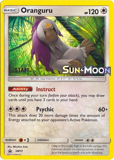 Oranguru (SM13) (Staff Prerelease Promo) [Sun & Moon: Black Star Promos] | Clutch Gaming