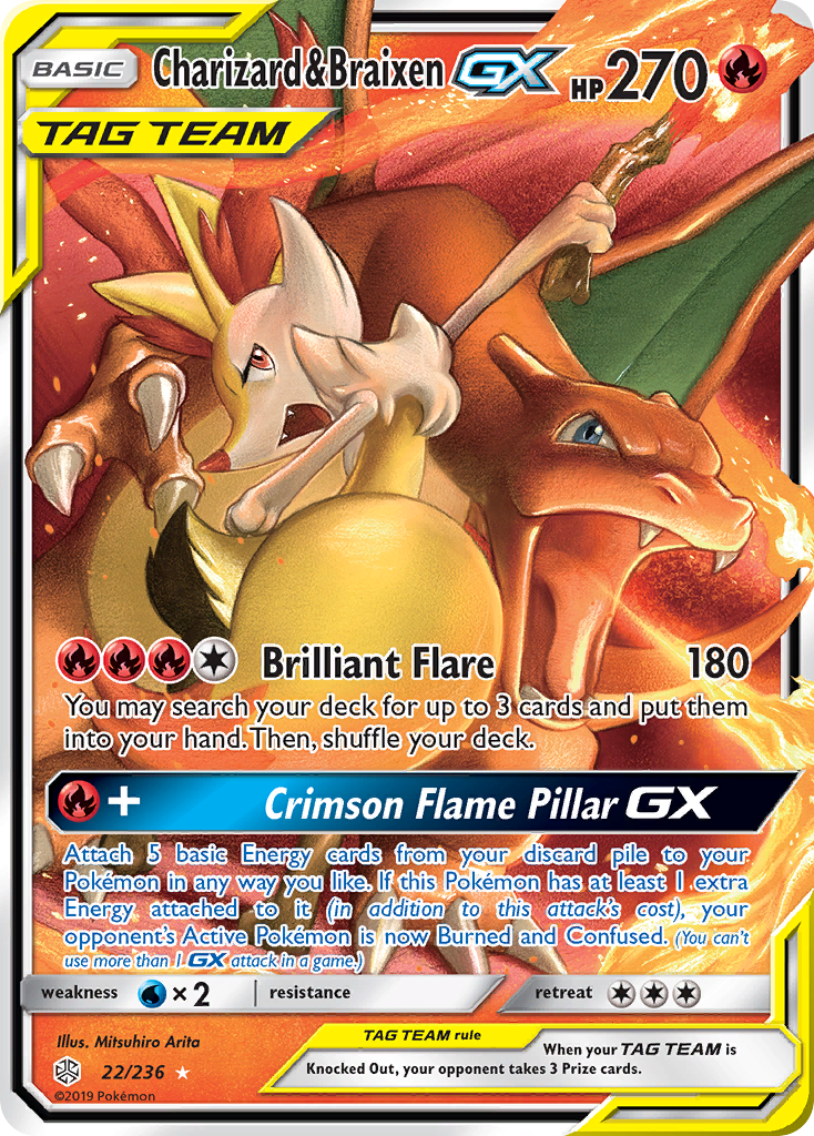 Charizard & Braixen GX (22/236) [Sun & Moon: Cosmic Eclipse] | Clutch Gaming