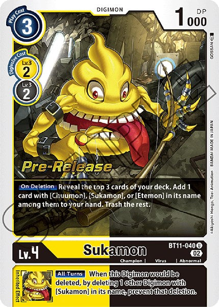 Sukamon [BT11-040] [Dimensional Phase Pre-Release Promos] | Clutch Gaming