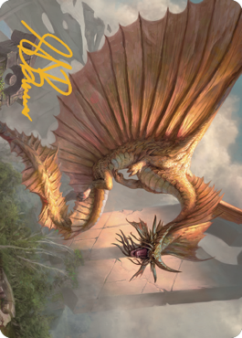 Ancient Gold Dragon Art Card (28) (Gold-Stamped Signature) [Commander Legends: Battle for Baldur's Gate Art Series] | Clutch Gaming