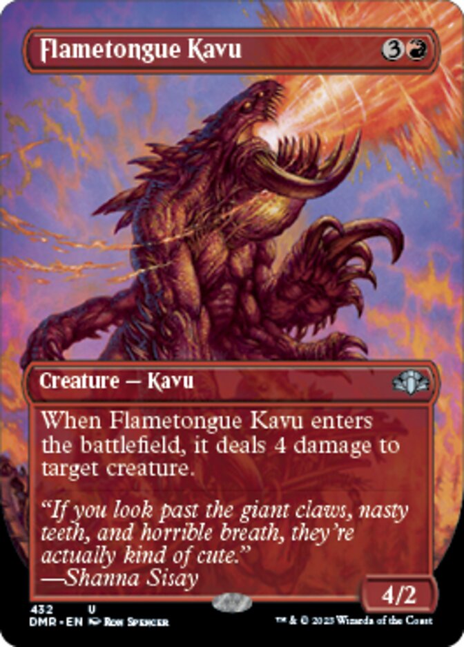 Flametongue Kavu (Borderless Alternate Art) [Dominaria Remastered] | Clutch Gaming