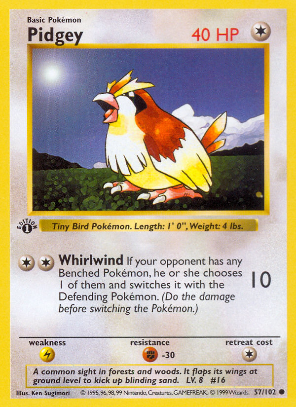 Pidgey (57/102) (Shadowless) [Base Set 1st Edition] | Clutch Gaming