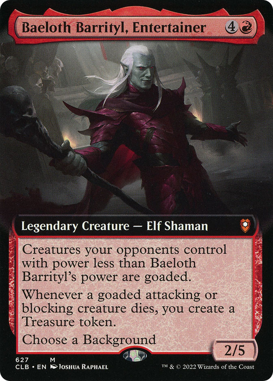 Baeloth Barrityl, Entertainer (Extended Art) [Commander Legends: Battle for Baldur's Gate] | Clutch Gaming