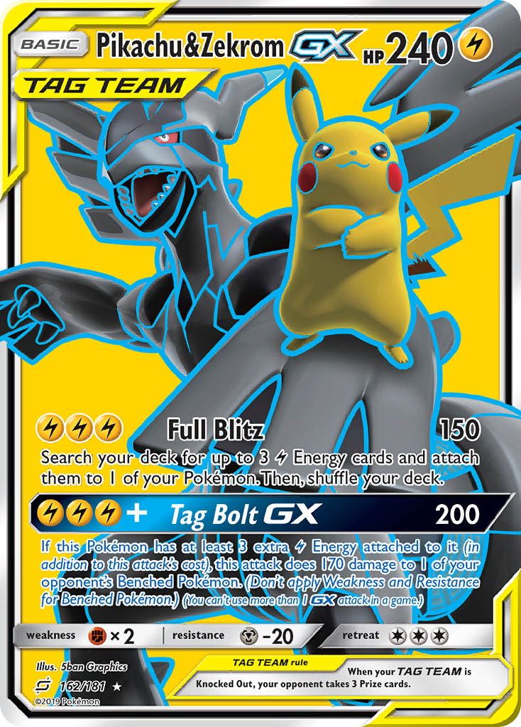 Pikachu & Zekrom GX (162/181) [Sun & Moon: Team Up] | Clutch Gaming