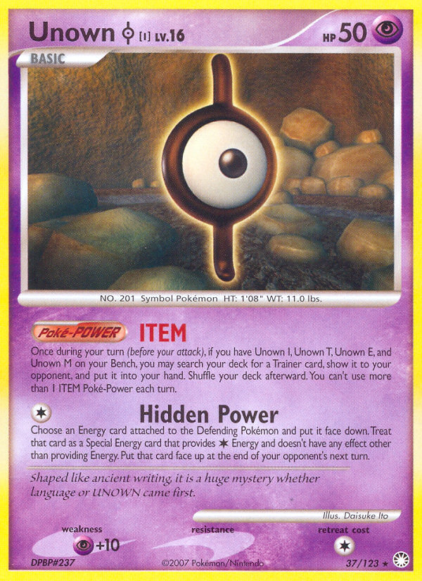 Unown I (37/123) [Diamond & Pearl: Mysterious Treasures] | Clutch Gaming