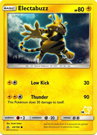 Electabuzz (43/156) (Pikachu Stamp #58) [Battle Academy 2020] | Clutch Gaming