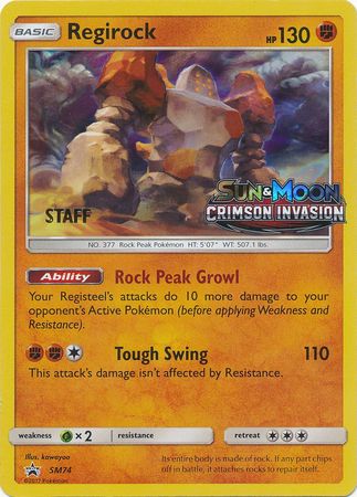 Regirock (SM74) (Staff Prerelease Promo) [Sun & Moon: Black Star Promos] | Clutch Gaming