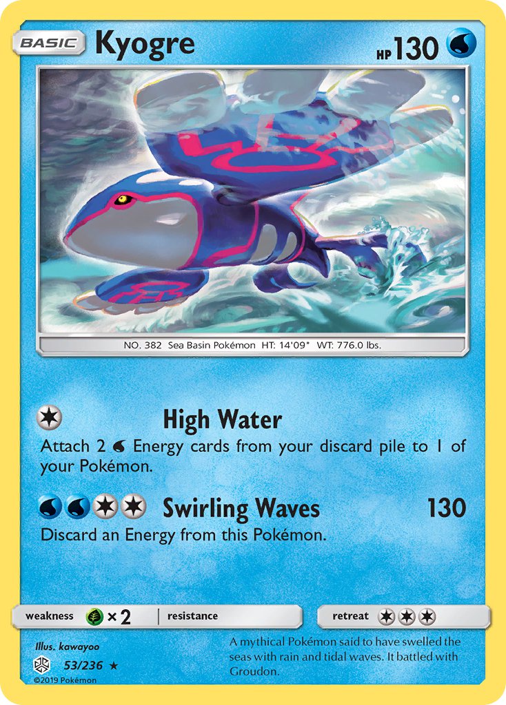 Kyogre (53/236) (Cracked Ice Holo) (Theme Deck Exclusive) [Sun & Moon: Cosmic Eclipse] | Clutch Gaming