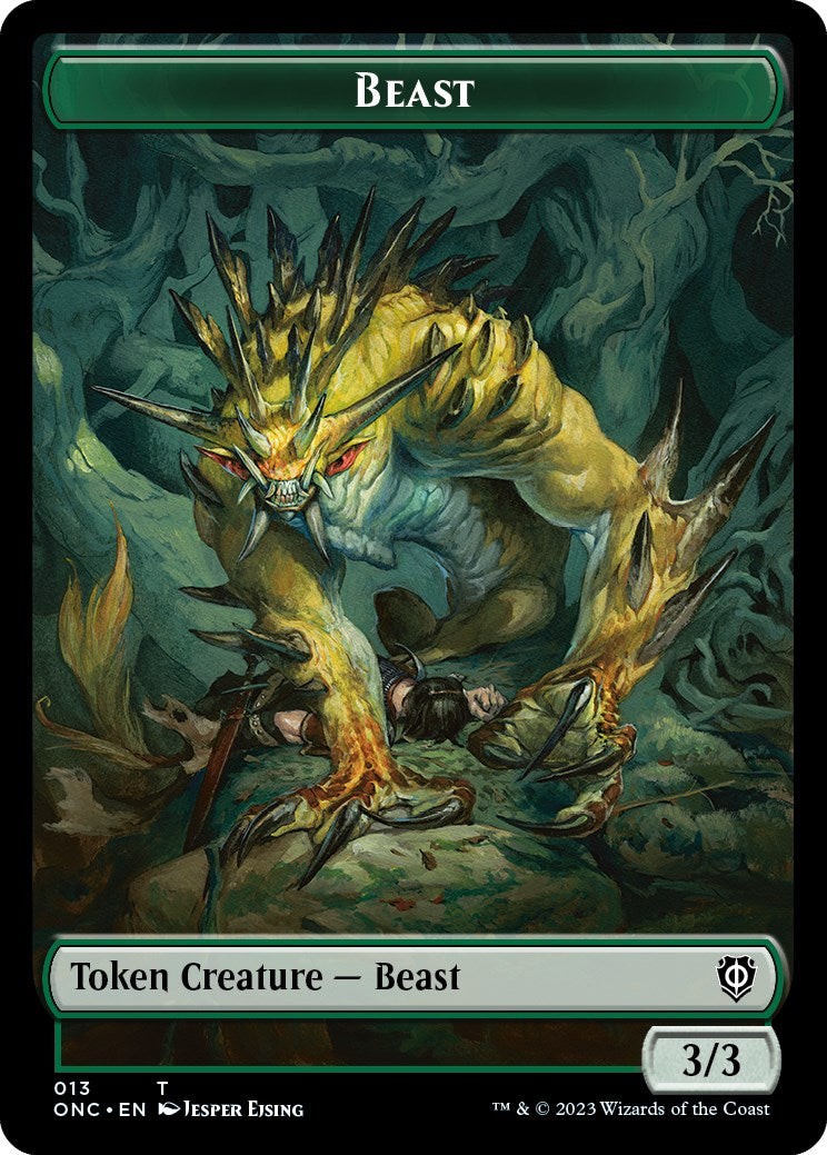 Poison Counter // Beast Double-Sided Token [Phyrexia: All Will Be One Commander Tokens] | Clutch Gaming