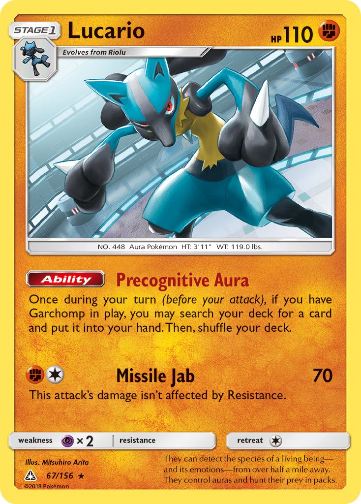 Lucario (67/156) (Theme Deck Exclusive) [Sun & Moon: Ultra Prism] | Clutch Gaming