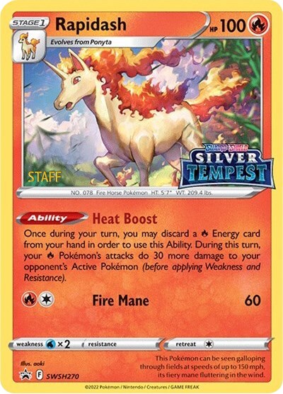 Rapidash (SWSH270) (Prerelease) (Staff) [Sword & Shield: Black Star Promos] | Clutch Gaming