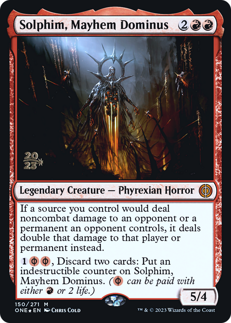 Solphim, Mayhem Dominus [Phyrexia: All Will Be One Prerelease Promos] | Clutch Gaming