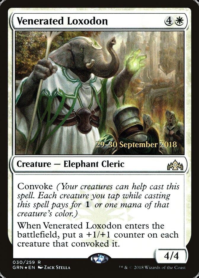 Venerated Loxodon [Guilds of Ravnica Prerelease Promos] | Clutch Gaming