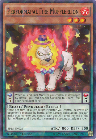 Performapal Fire Mufflerlion [SP15-EN024] Shatterfoil Rare | Clutch Gaming