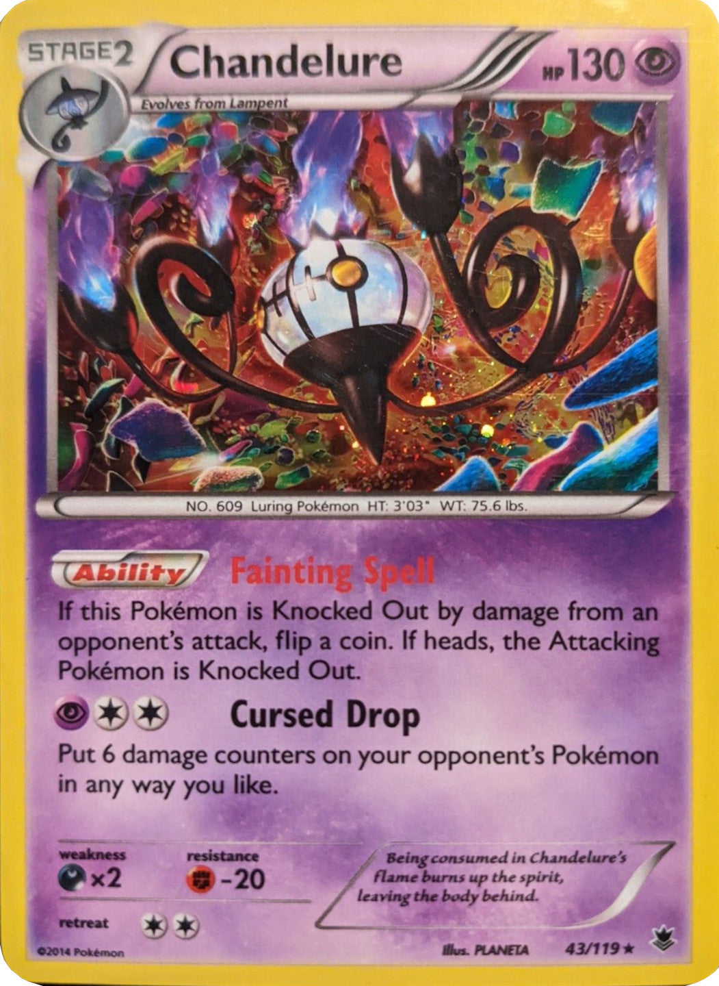 Chandelure (43/119) (Cosmos Holo) [XY: Phantom Forces] | Clutch Gaming