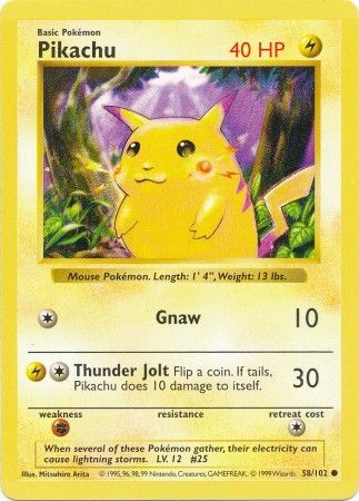 Pikachu (58/102) (Red Cheeks Misprint) [Base Set Shadowless Unlimited] | Clutch Gaming