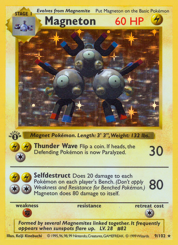 Magneton (9/102) (Shadowless) [Base Set 1st Edition] | Clutch Gaming