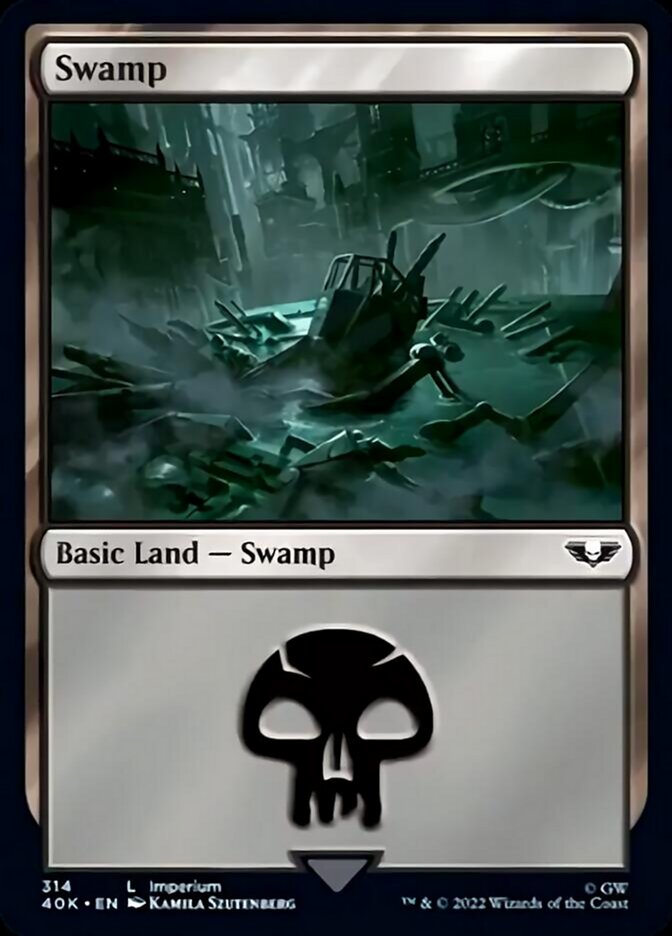 Swamp (314) (Surge Foil) [Warhammer 40,000] | Clutch Gaming